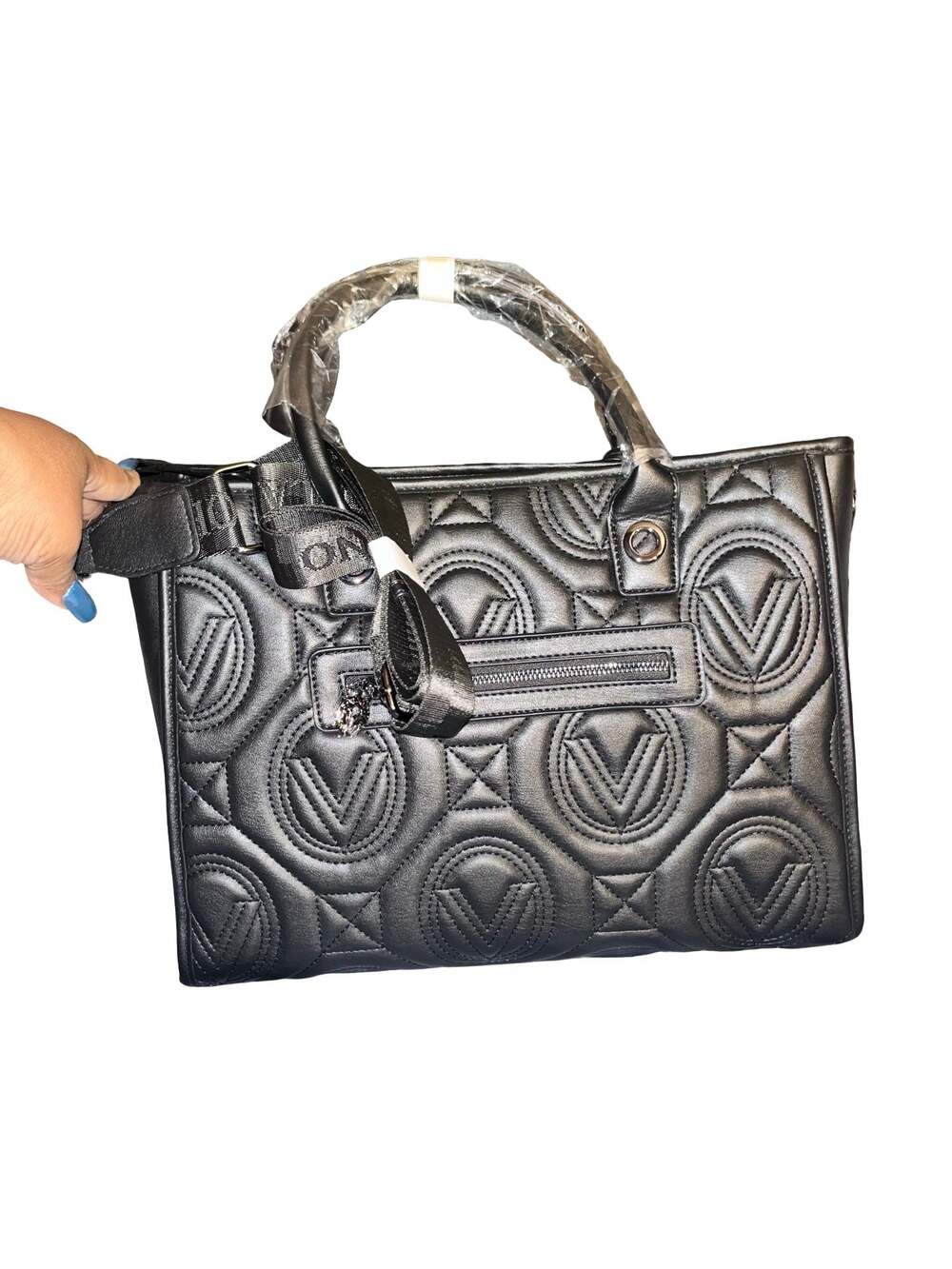 Valentino Orlandi Quilted Logo Tote Bag with Matching Pouch - Picture 4 of 8